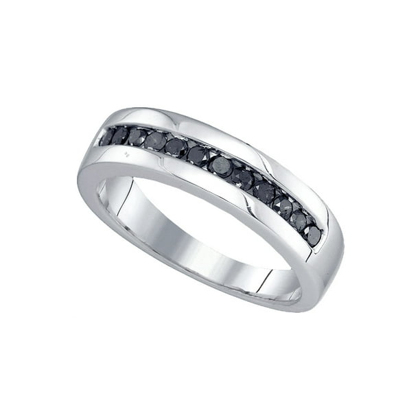 SVC-JEWELS 14k Black Gold Plated Round Cut Created Black Diamond Mens 5-Stone Wedding Band Anniversary Ring 925 Sterling Silver SVC-JEWELS 14k Black Gold Plated Round Cut Created Black Diamond Mens 5-Stone Wedding Band Anniversary Ring 925 Sterling Silver